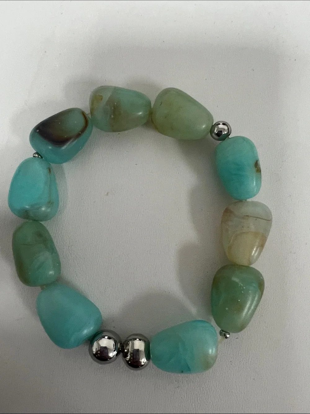 Seafoam Green Nugget Stretch Bracelet
